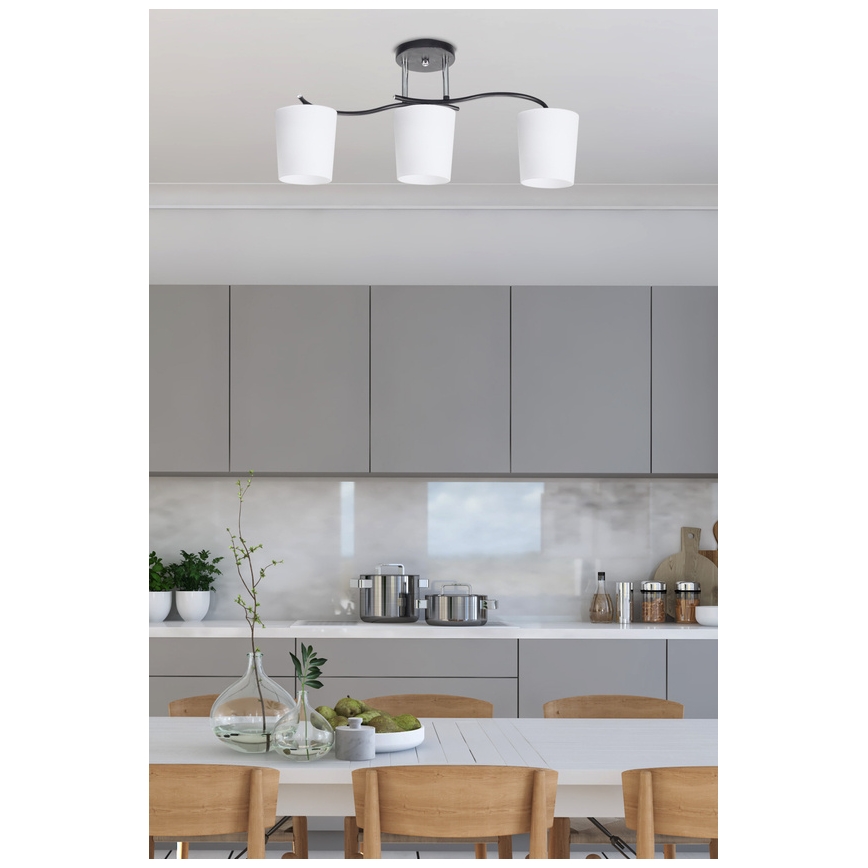 Hanglamp met vaste pendel ESNYR 3xE27/40W/230V zwart/wit