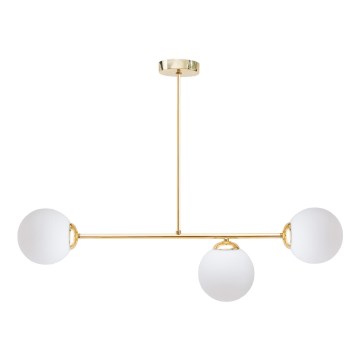 Hanglamp met vaste pendel FIRA 3xE27/60W/230V goud