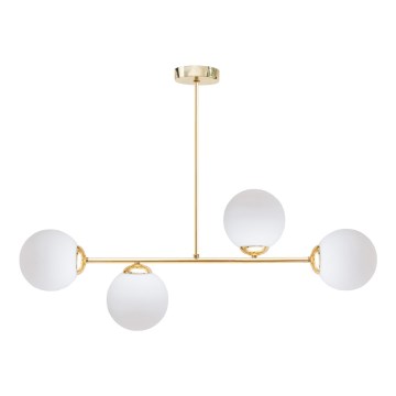 Hanglamp met vaste pendel FIRA 4xE27/60W/230V goud