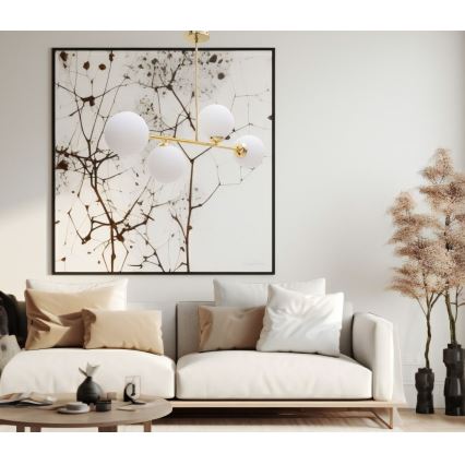 Hanglamp met vaste pendel FIRA 4xE27/60W/230V goud