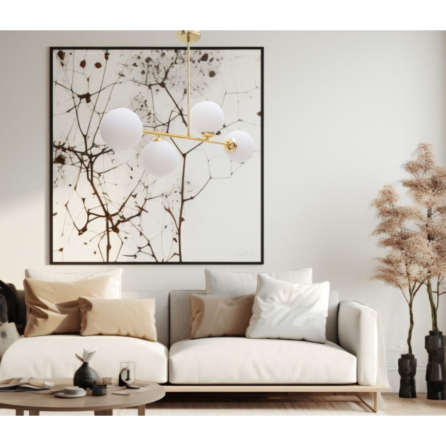 Hanglamp met vaste pendel FIRA 4xE27/60W/230V goud