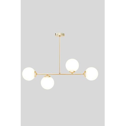 Hanglamp met vaste pendel FIRA 4xE27/60W/230V goud
