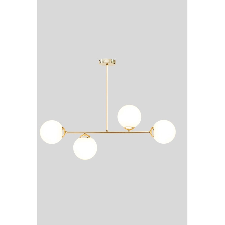 Hanglamp met vaste pendel FIRA 4xE27/60W/230V goud