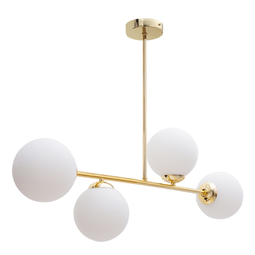 Hanglamp met vaste pendel FIRA 4xE27/60W/230V goud