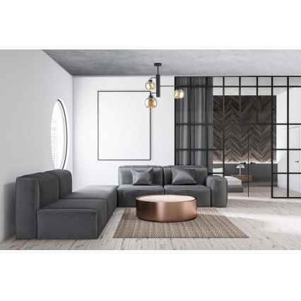 Hanglamp met vaste pendel FLEX 3xE27/60W/230V zwart/gerookt beige