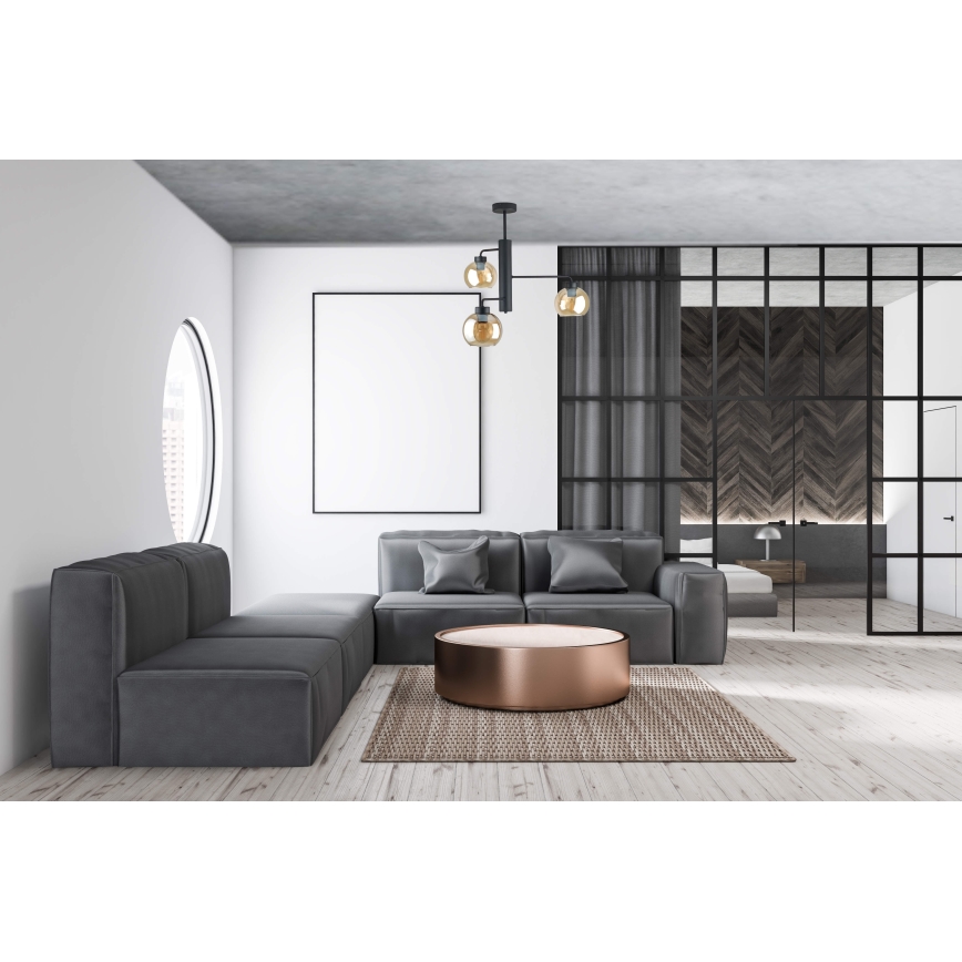 Hanglamp met vaste pendel FLEX 3xE27/60W/230V zwart/gerookt beige