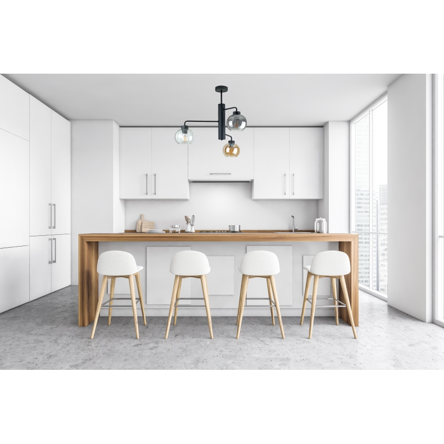 Hanglamp met vaste pendel FLEX 3xE27/60W/230V zwart/gerookt zwart/gerookt beige/doorzichtig
