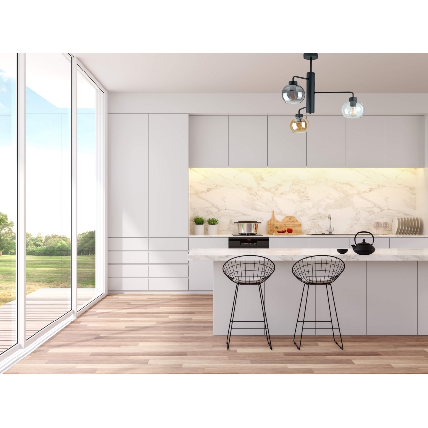 Hanglamp met vaste pendel FLEX 3xE27/60W/230V zwart/gerookt zwart/gerookt beige/doorzichtig