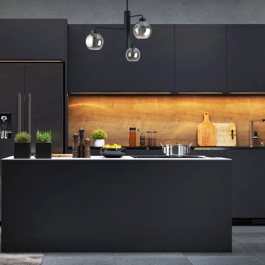Hanglamp met vaste pendel FLEX 3xE27/60W/230V zwart/gerookt zwart
