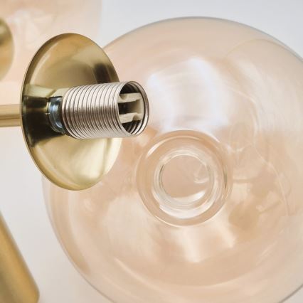 Hanglamp met vaste pendel GEORGIA 5xE14/5W/230V goud/gerookt beige