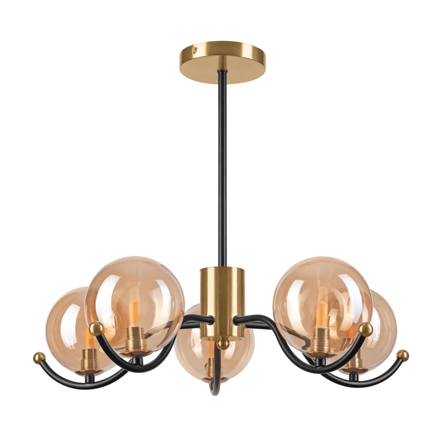 Hanglamp met vaste pendel GEORGIA 5xG9/5W/230V goud/gerookt beige