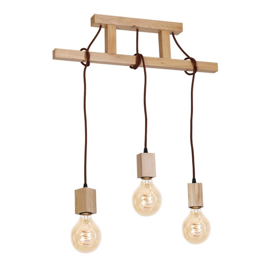 Hanglamp met vaste pendel JACK 3xE27/40W/230V natuurlijk hout