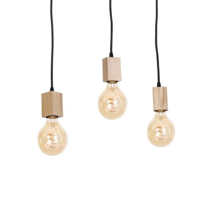 Hanglamp met vaste pendel JACK 3xE27/40W/230V natuurlijk hout