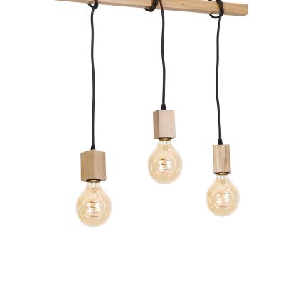 Hanglamp met vaste pendel JACK 3xE27/40W/230V natuurlijk hout