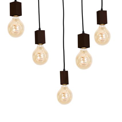 Hanglamp met vaste pendel JACK 5xE27/40W/230V bruin hout