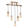 Hanglamp met vaste pendel JACK 5xE27/40W/230V natuurlijk hout