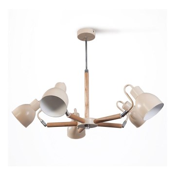 Hanglamp met vaste pendel KALITHEA 5xE27/60W/230V beige