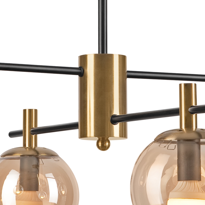 Hanglamp met vaste pendel LILOU 4xE14/5W/230V goud/zwart/gerookt beige