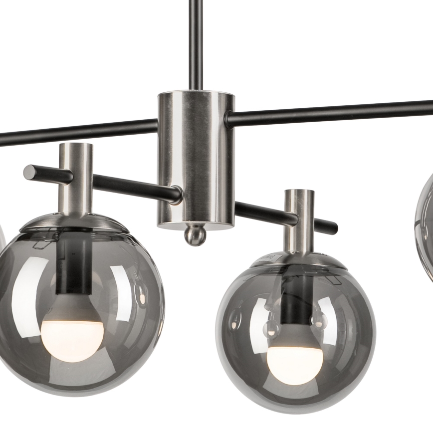 Hanglamp met vaste pendel LILOU 4xE14/5W/230V mat chroom/gerookt