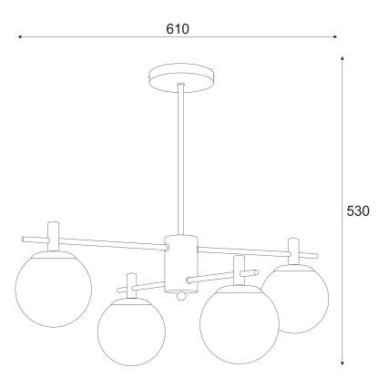 Hanglamp met vaste pendel LILOU 4xE14/5W/230V mat chroom/gerookt