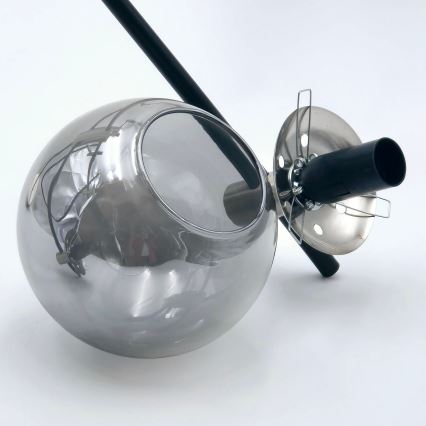 Hanglamp met vaste pendel LILOU 6xE14/5W/230V mat chroom/gerookt