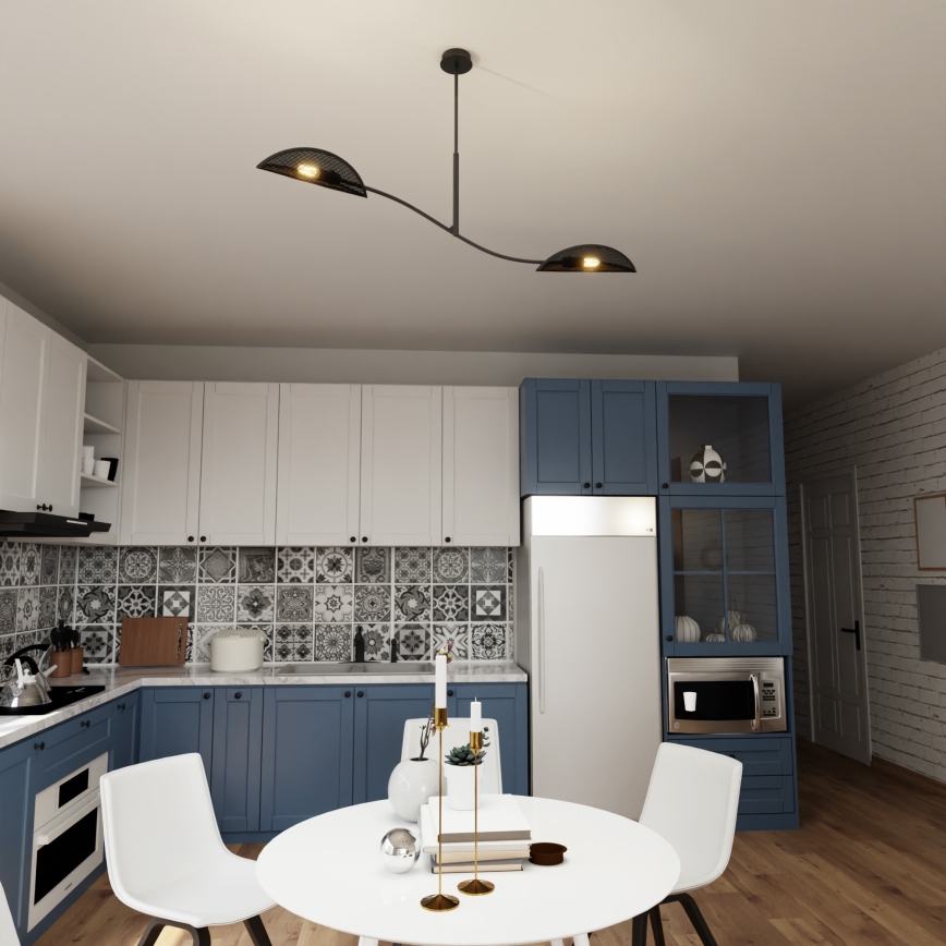 Hanglamp met vaste pendel LOTUS 2xE14/10W/230V zwart/goud