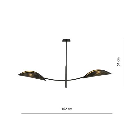 Hanglamp met vaste pendel LOTUS 2xE14/10W/230V zwart/goud