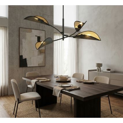 Hanglamp met vaste pendel LOTUS 4xE14/10W/230V zwart/goud