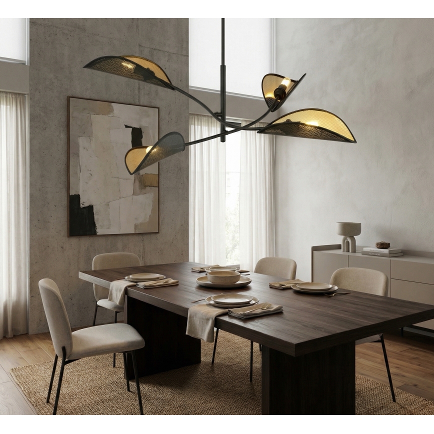 Hanglamp met vaste pendel LOTUS 4xE14/10W/230V zwart/goud