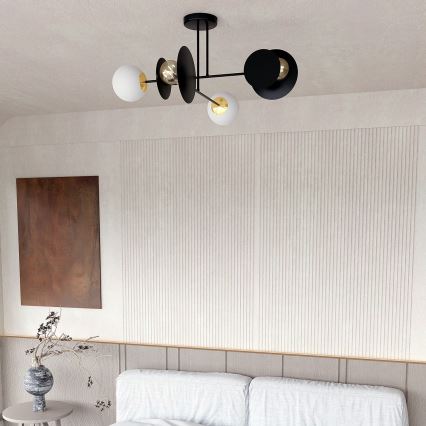 Hanglamp met vaste pendel MINERVA 2xE27/15W + 2xE14/10W/230V zwart