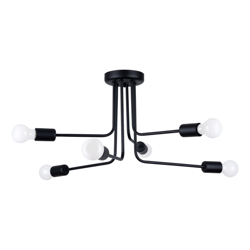 Hanglamp met vaste pendel NORAH 6xE27/15W/230V zwart