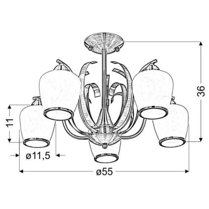 Hanglamp met vaste pendel OPERA 5xE27/60W/230V