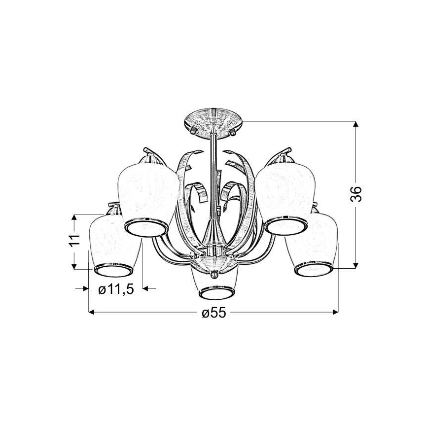 Hanglamp met vaste pendel OPERA 5xE27/60W/230V