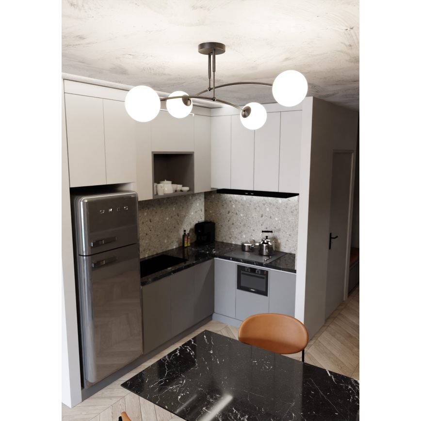 Hanglamp met vaste pendel PREGOS 4xE14/10W/230V zwart