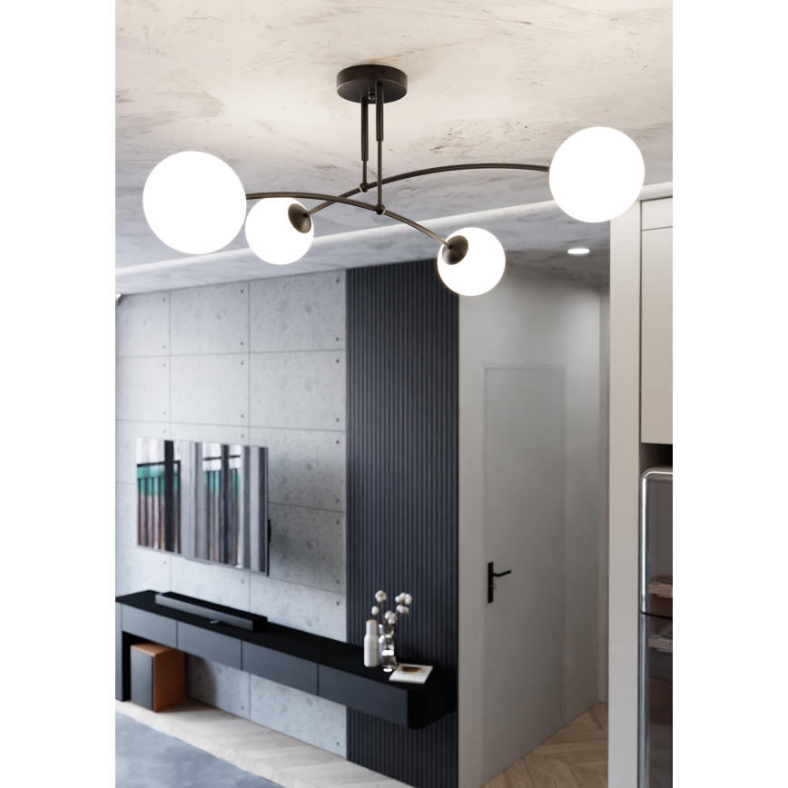 Hanglamp met vaste pendel PREGOS 4xE14/10W/230V zwart