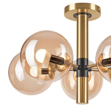Hanglamp met vaste pendel ROLLO 5xE14/5W/230V goud/gerookt beige