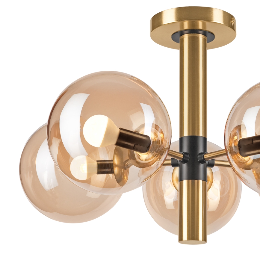 Hanglamp met vaste pendel ROLLO 5xE14/5W/230V goud/gerookt beige