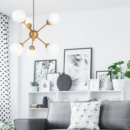 Hanglamp met vaste pendel RUBBY BALL 6xG9/5W/230V goud