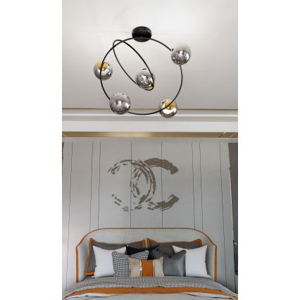 Hanglamp met vaste pendel STARDOM 5xE14/10W/230V zwart/grijs