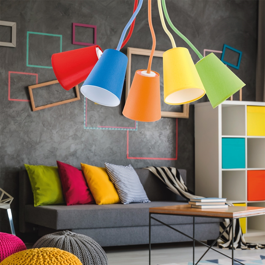 Hanglamp met vaste pendel WIRE COLOUR 5xE27/60W/230V