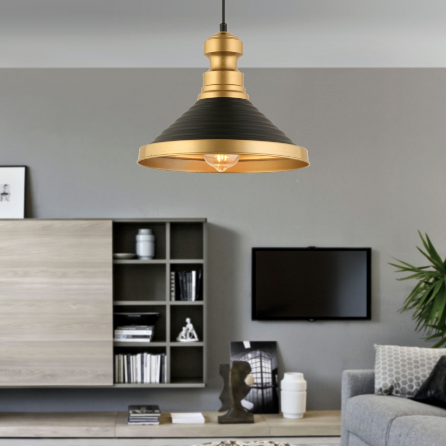Hanglamp MONZA 1xE27/40W/230V, 30 cm zwart/goud