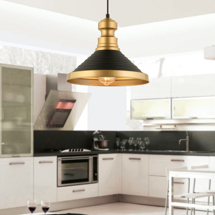 Hanglamp MONZA 1xE27/40W/230V, 30 cm zwart/goud