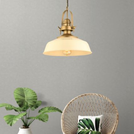 Hanglamp MONZA 1xE27/40W/230V 35 cm crème/brons