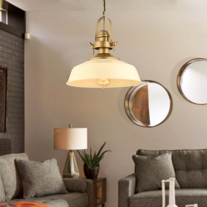 Hanglamp MONZA 1xE27/40W/230V 35 cm crème/brons