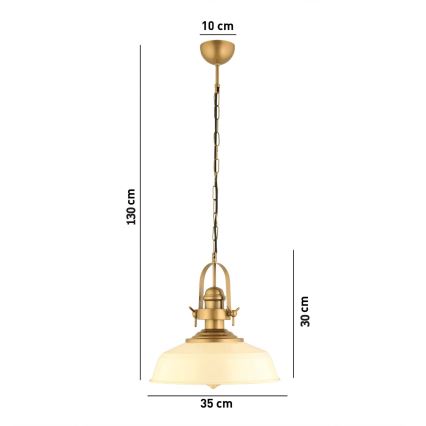 Hanglamp MONZA 1xE27/40W/230V 35 cm crème/brons