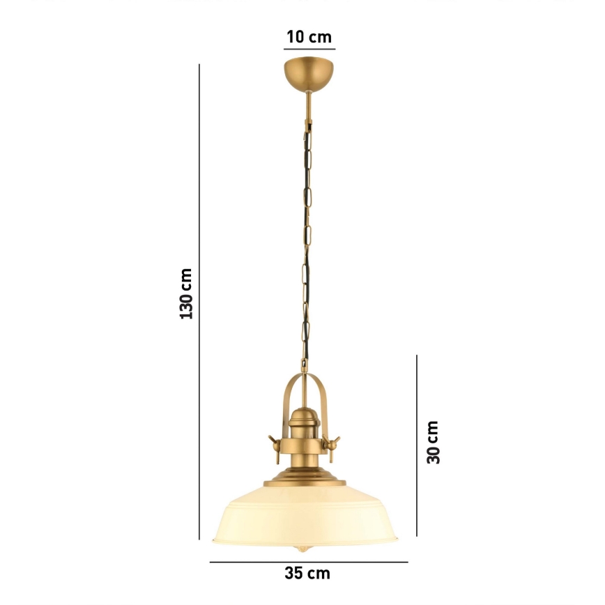 Hanglamp MONZA 1xE27/40W/230V 35 cm crème/brons