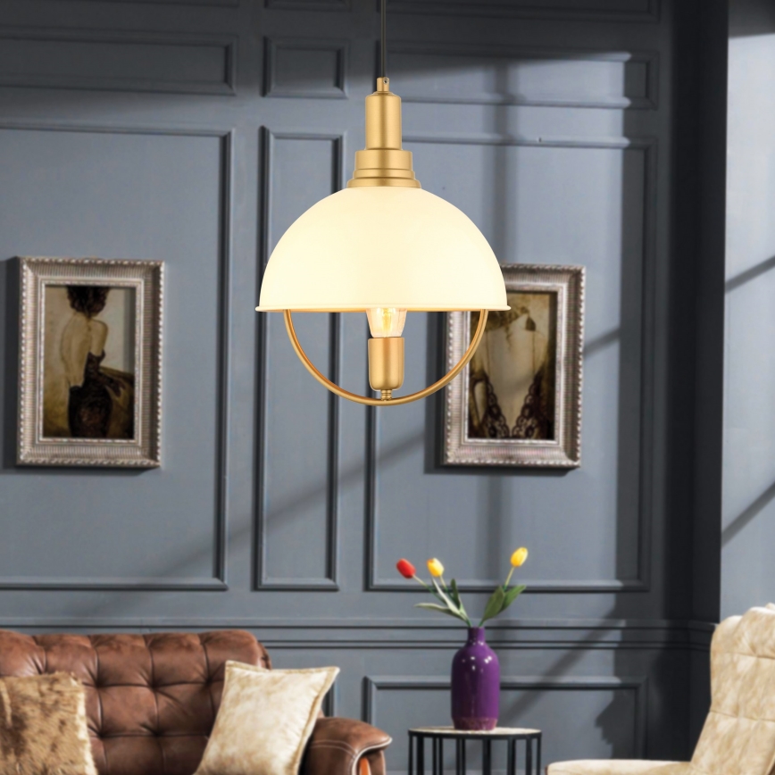 Hanglamp MONZA 1xE27/40W/230V diameter 30 cm crème/goud