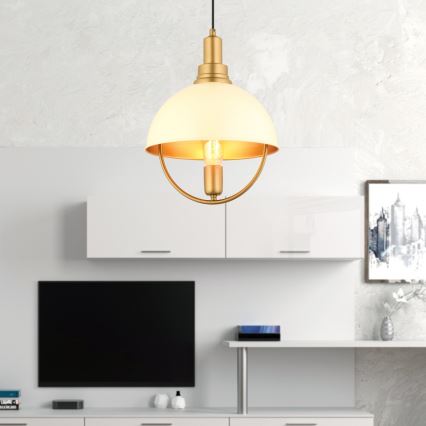 Hanglamp MONZA 1xE27/40W/230V diameter 30 cm crème/goud