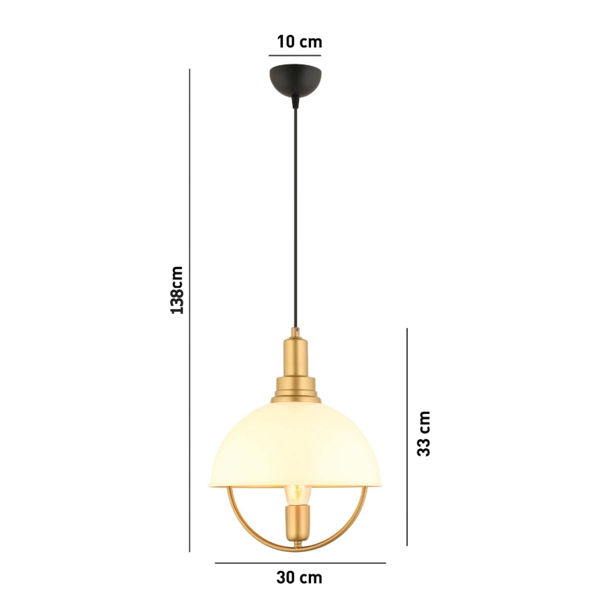Hanglamp MONZA 1xE27/40W/230V diameter 30 cm crème/goud