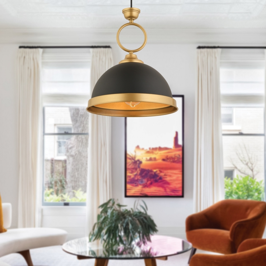 Hanglamp MONZA 1xE27/40W/230V diameter 30 cm zwart/brons